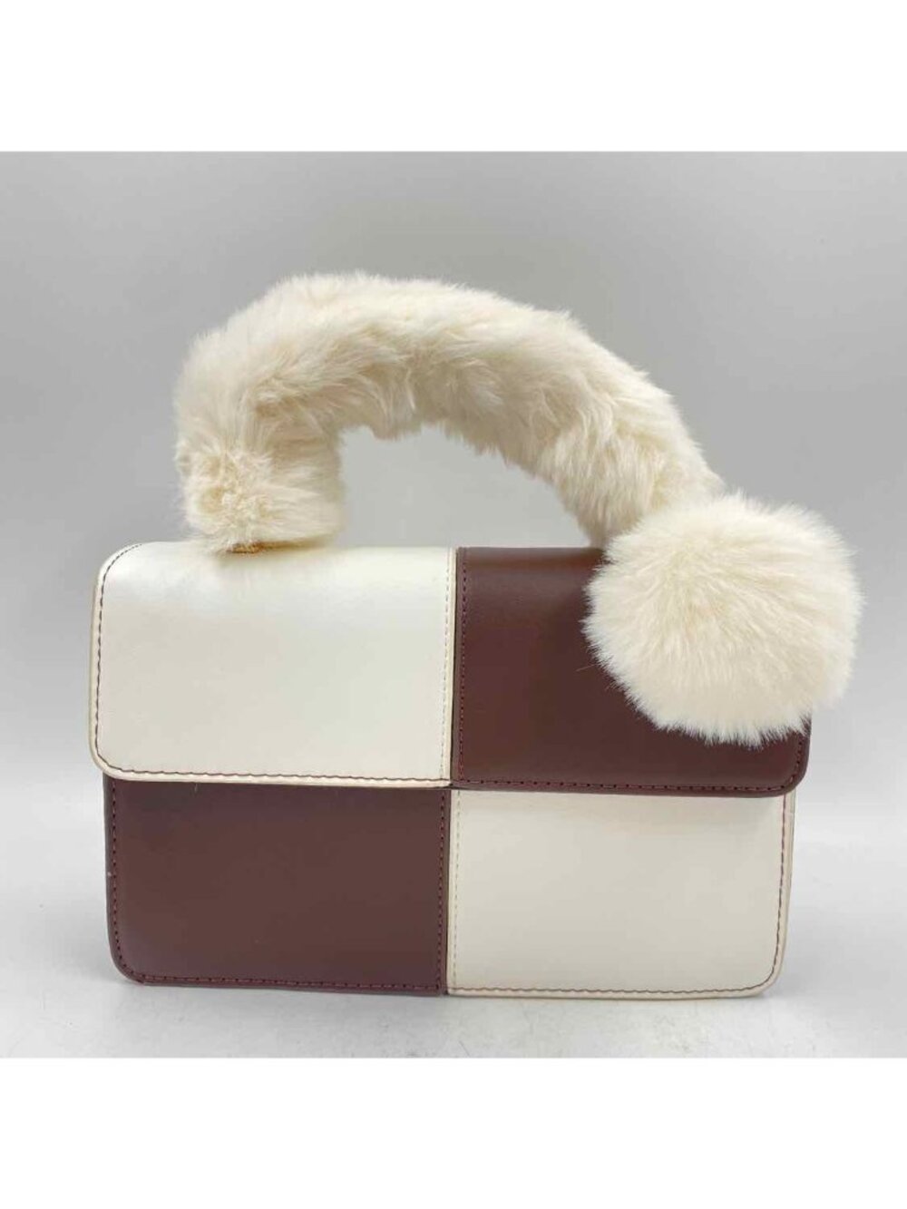 New York Women's Brown Color Block Purse Pom